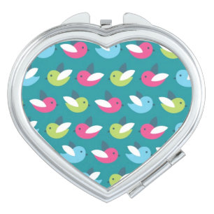 Birds pattern Blue Makeup Mirror