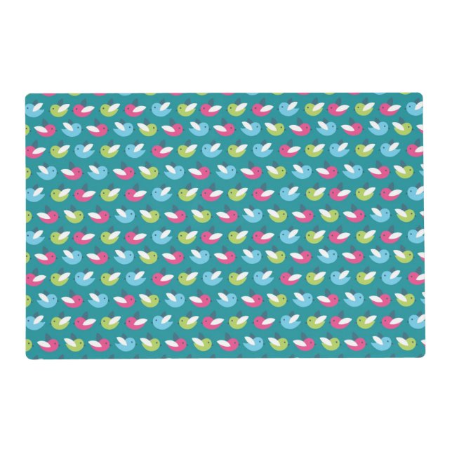 Birds pattern Blue Placemat (Front)