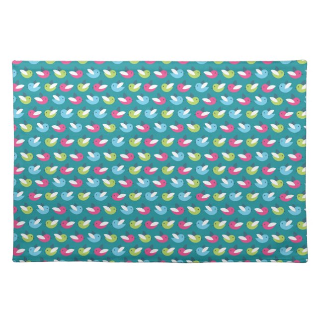 Birds pattern Blue Placemat (Front)