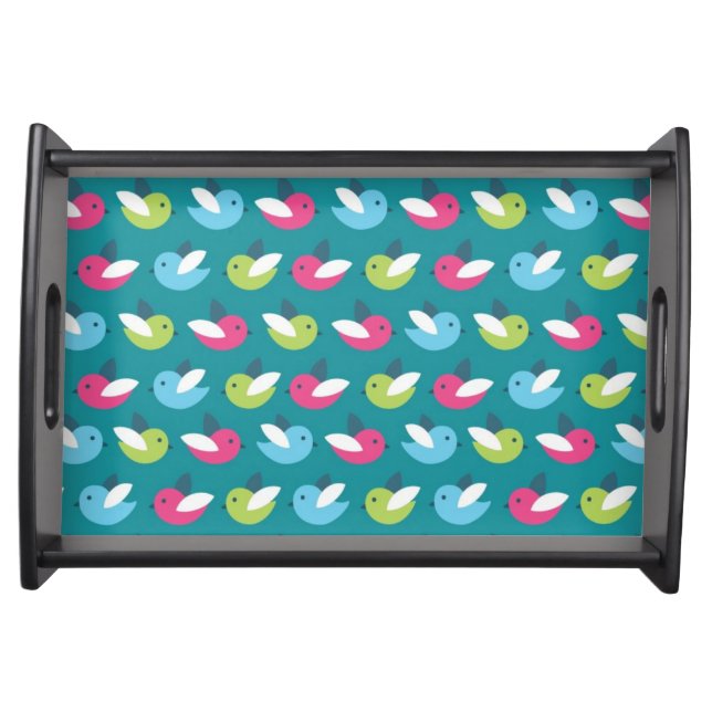 Birds pattern Blue Serving Tray (Front)