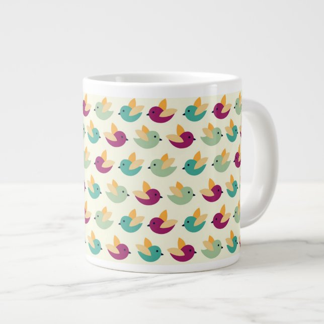 Birds pattern giant coffee mug (Front Right)