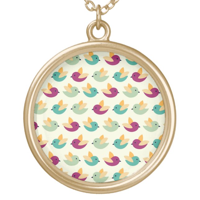 Birds pattern gold plated necklace (Front)