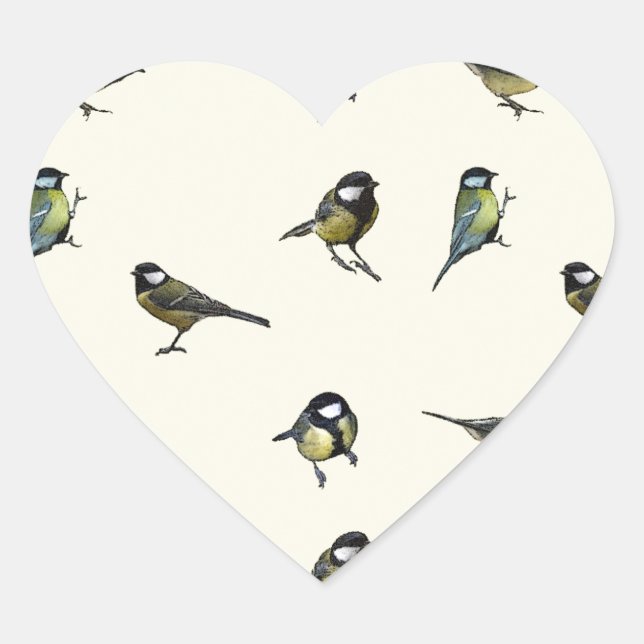 Birds pattern heart sticker (Front)