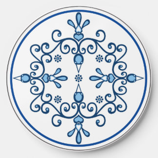 Birds pattern in blue and white wireless charger 