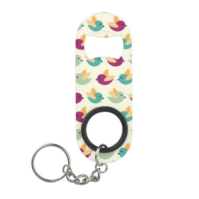 Birds pattern keychain bottle opener (Front)