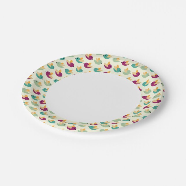 Birds pattern paper plates (Angled)