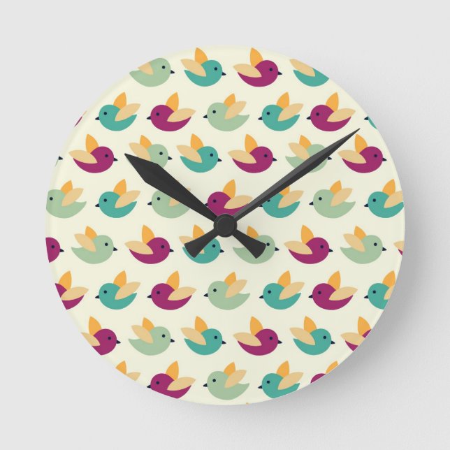 Birds pattern round clock (Front)