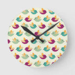 Birds pattern round clock