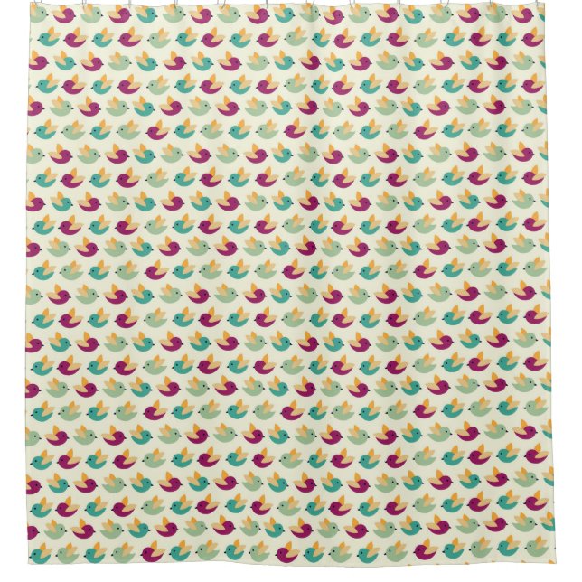 Birds pattern shower curtain (Front)