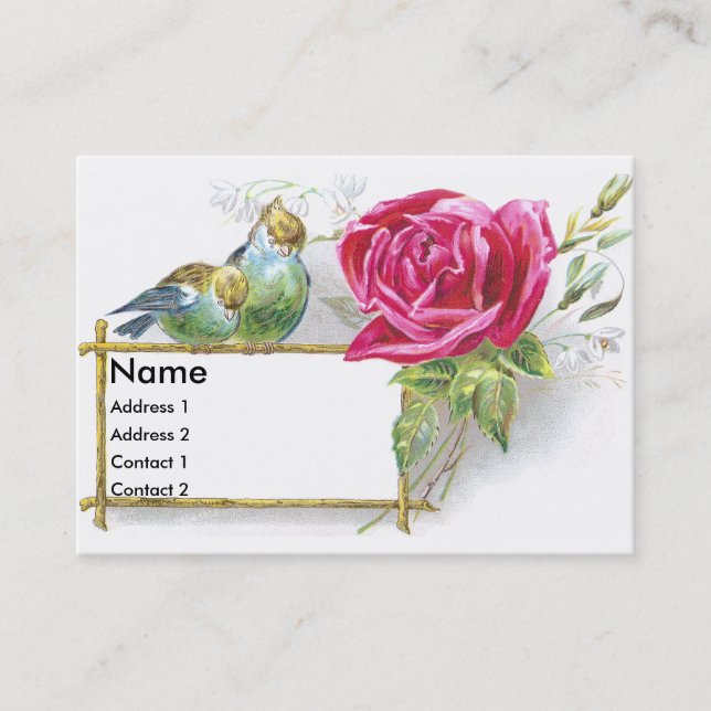 Birds & Pink Rose Victorian Trade Card (Front)