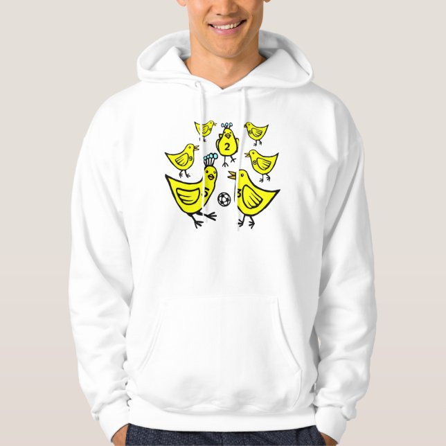 Birds Playing Football - Color II Hoodie (Front)