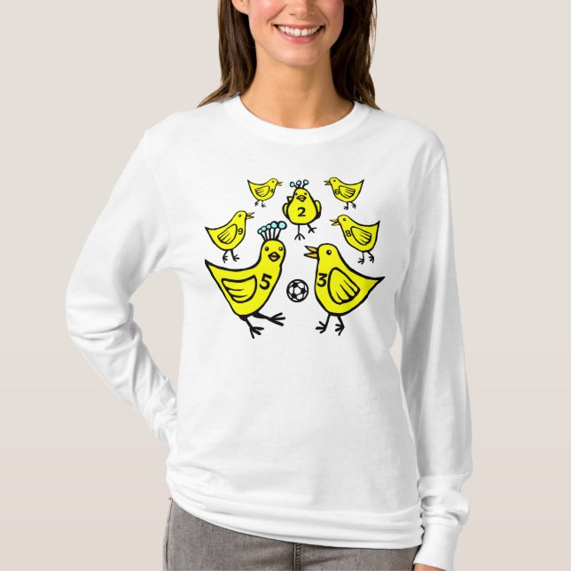Birds Playing Football - Color II T-Shirt (Front)