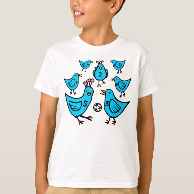 Birds Playing Football - Color T-Shirt (Front)