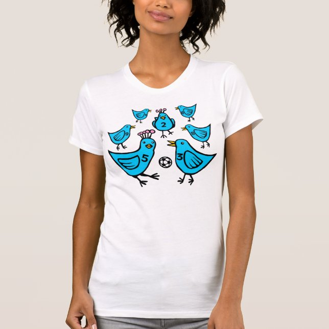 Birds Playing Football - Color T-Shirt (Front)