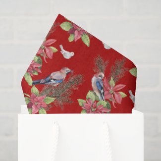 Birds, Poinsettias, Spruce Custom Color