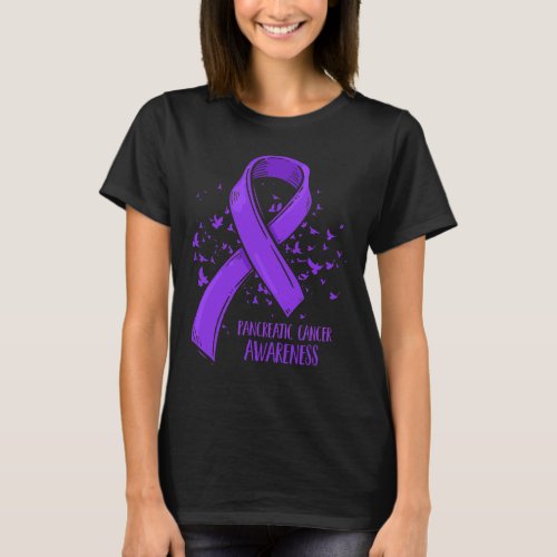 Birds Purple Ribbon Fighter Pancreatic Cancer Awar T_Shirt