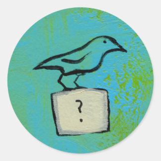 Birds question marks colorful art Orderly Universe Classic Round Sticker
