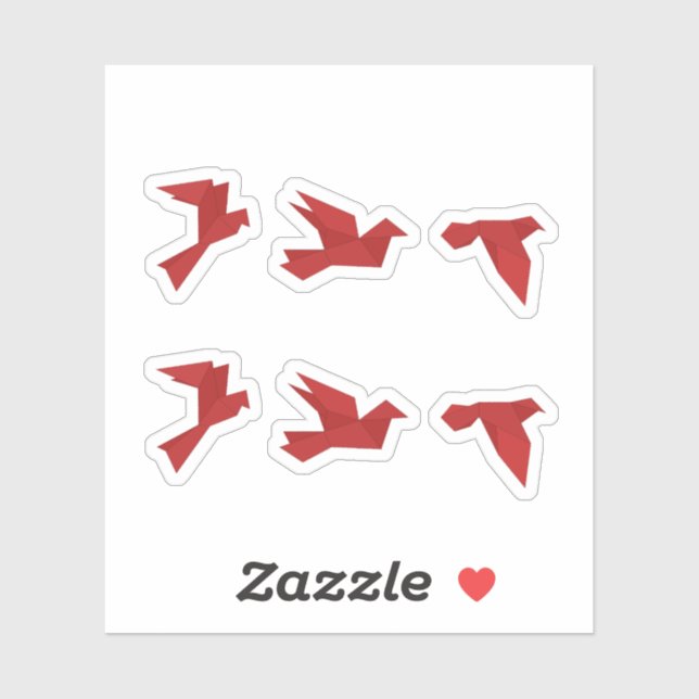 Birds Red Origami  Sticker (Sheet)