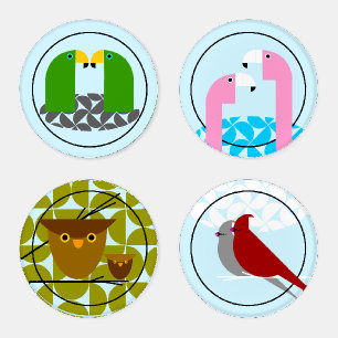 Birds - Retro Modern Coaster Set