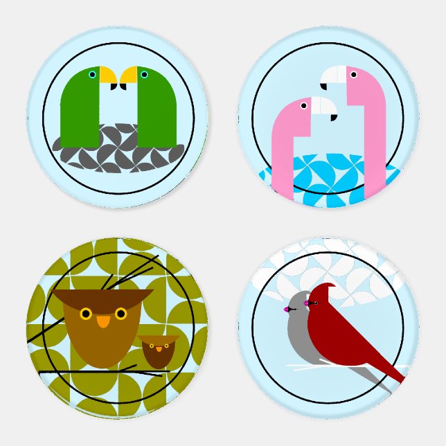 Birds - Retro Modern Coaster Set (Set)