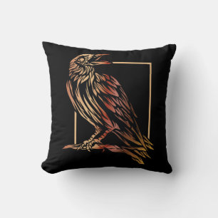 Birds - Reversible Moon and Black Raven Pillow
