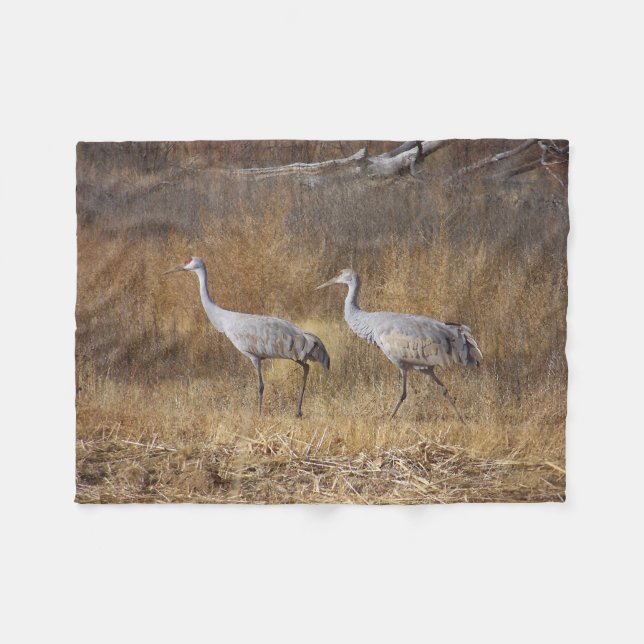 Birds Sandhill Cranes Wildlife Fleece Blanket (Front (Horizontal))