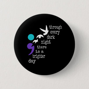 Birds Semicolon Gift Prevention Awareness Button