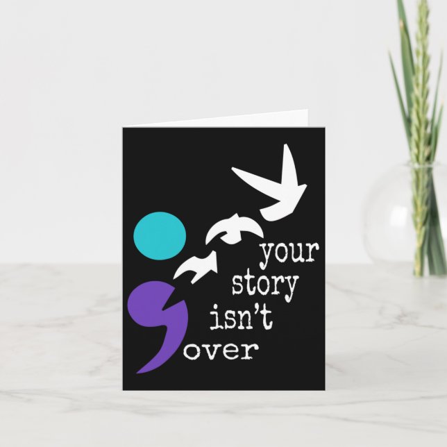 Birds Semicolon Gift Suicide Prevention Awareness  Card (Front)