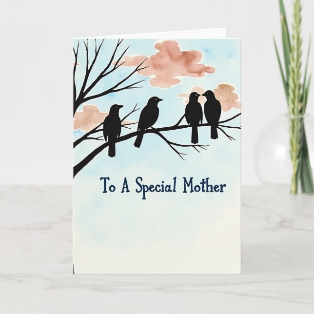Birds Silhouette Mothers Day Card (Front)