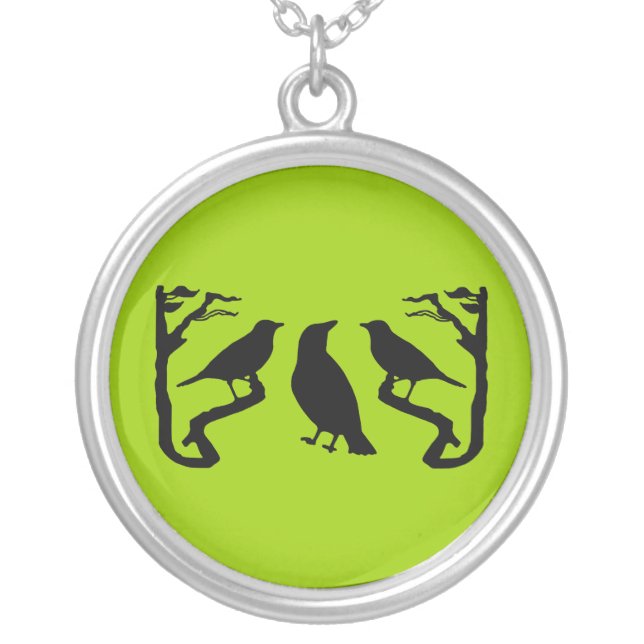 Birds Silhouette Silver Plated Necklace (Front)