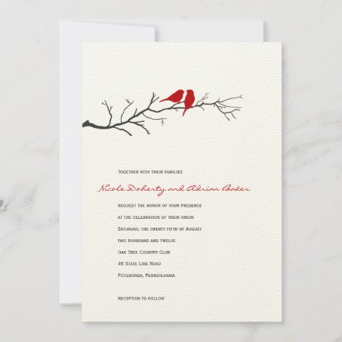 Birds Silhouettes Wedding Invitation - Red -