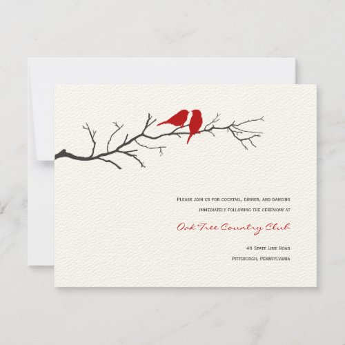 Birds Silhouettes Wedding Reception Cards _ Red _