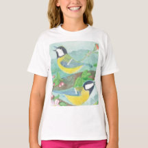 Birds singing on a blossoming tree branch T-Shirt