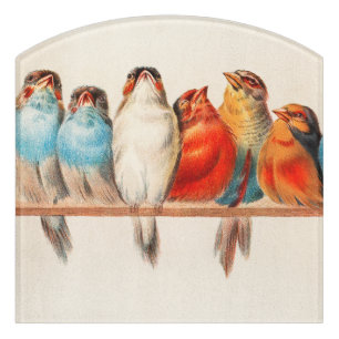 Birds Sitting Pretty and Calm Door Sign