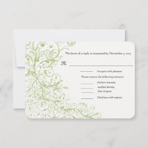 Birds  Swirls 28 Wedding RSVP Response Card