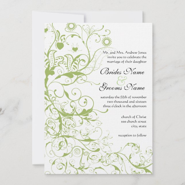 Birds & Swirls Wedding Invitations #17 (Front)