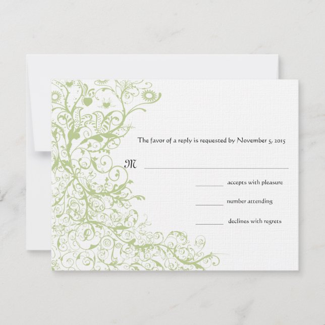 Birds & Swirls Wedding RSVP Response Card (Front)