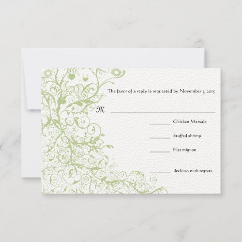 Birds  Swirls Wedding RSVP Response Card