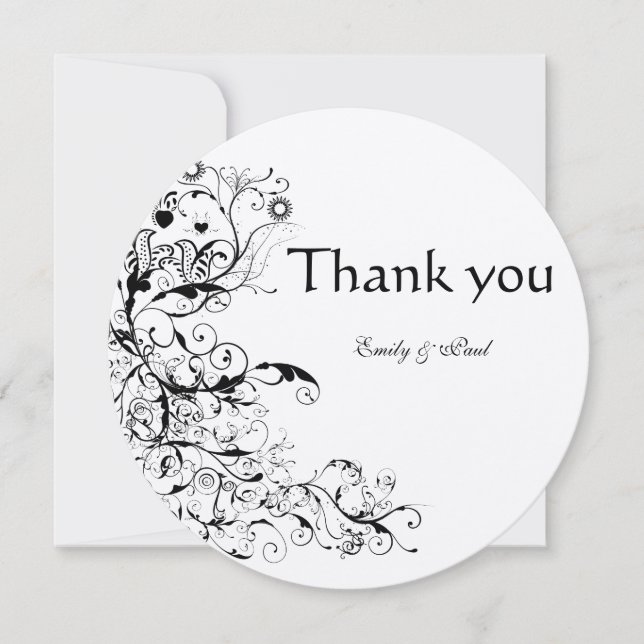 Birds & Swirls Wedding Thank You Card (Front)