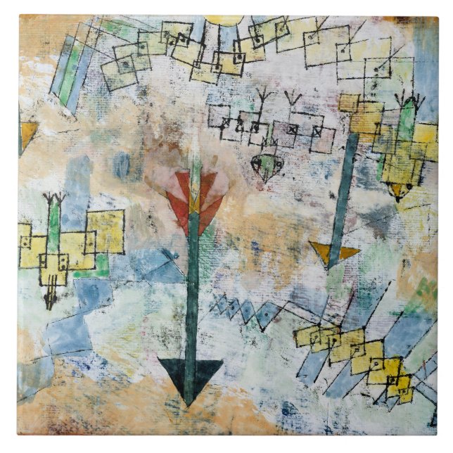 Birds Swooping Down and Arrows Ceramic Tile (Front)
