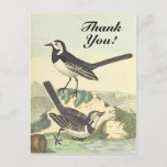 [ Thumbnail: Birds "Thank You!" Vintage Look Postcard ]