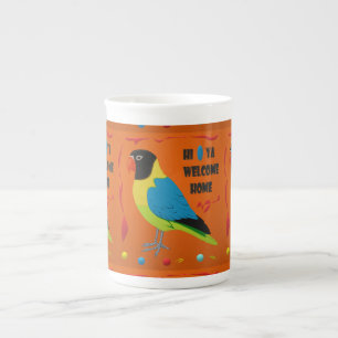 BIRDS THEME PARROT ART PICTURE COLORS MIXED BONE CHINA MUG