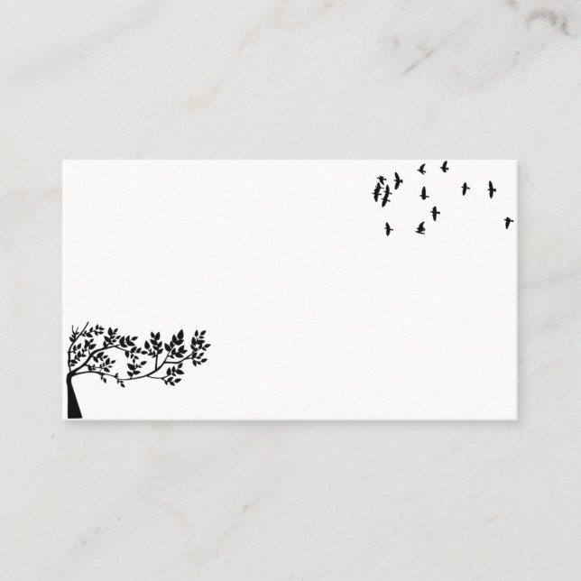 Birds Trees Leaves Silhouette Nature Business Card (Front)