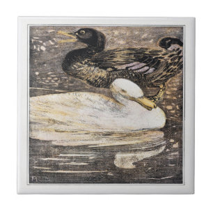 Birds Two Ducks Victorian Art Ceramic Tile