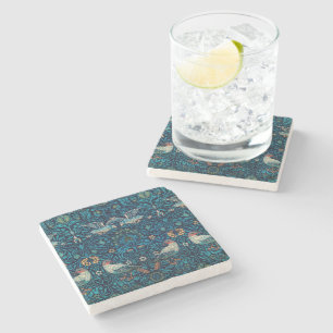 Birds (Vintage Floral Pattern) (by William Morris) Stone Coaster
