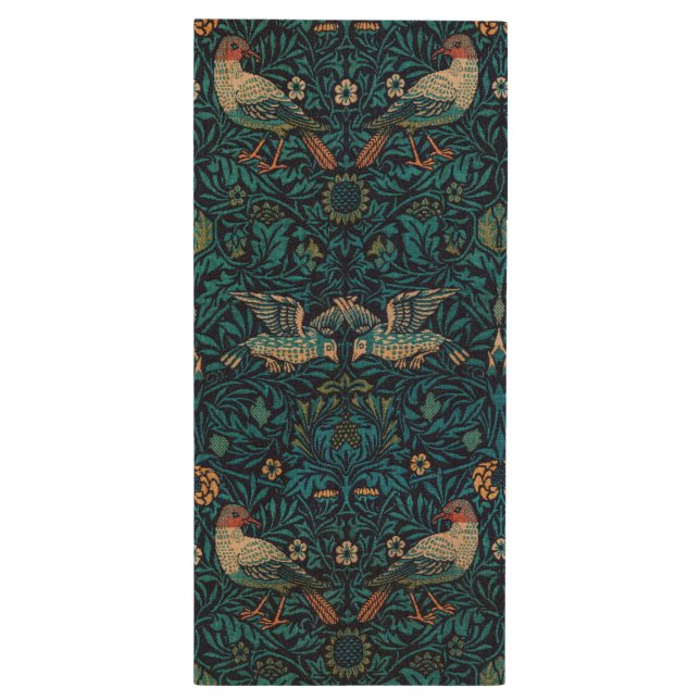 Birds (Vintage Floral Pattern) (by William Morris) Wood Flash Drive (Back (Vertical))