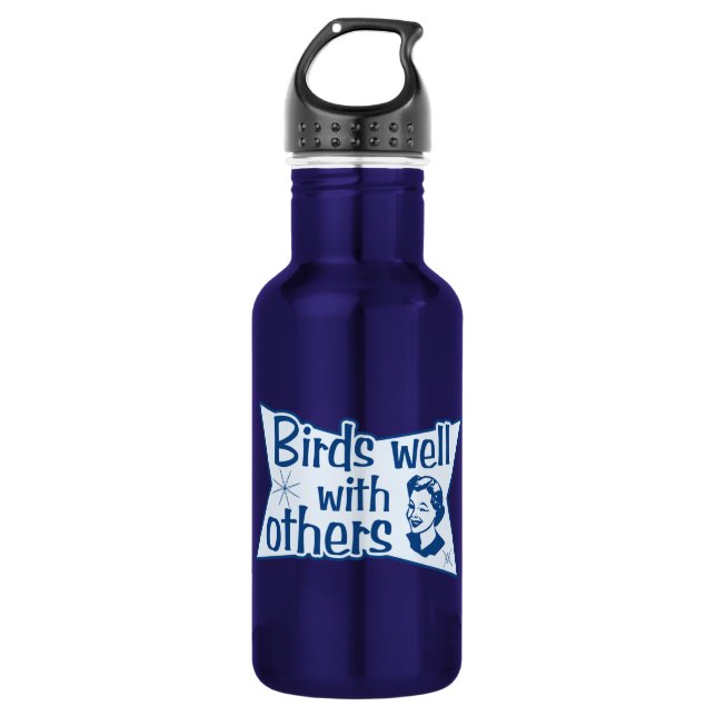Birds Well With Others Stainless Steel Water Bottle (Front)