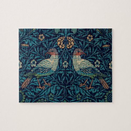 Birds William Morris Blue animal vintage pattern Jigsaw Puzzle