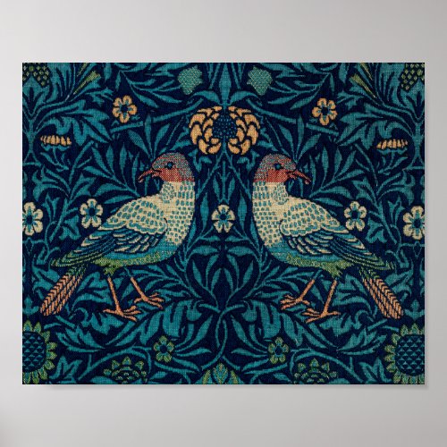Birds William Morris Blue animal vintage pattern Poster