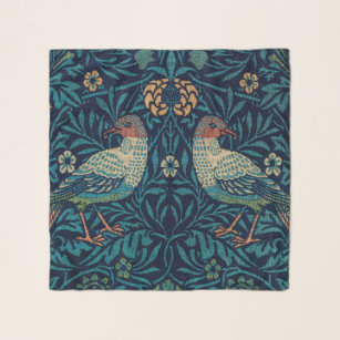 Birds William Morris. Blue animal vintage pattern Scarf